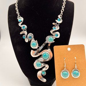 New Turquoise Earrings and Necklace Set
